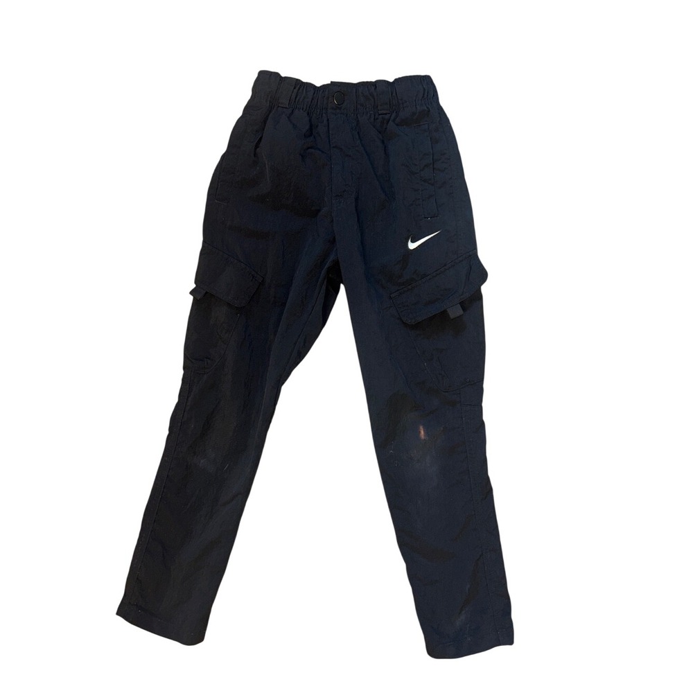 Nike Black Kids Cargo Joggers with White Swoosh size small boys 8-11